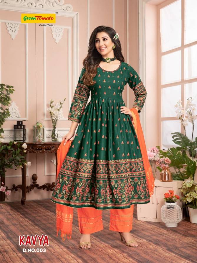 Green Tomato Kavya Latest Designer Ethnic Wear Ready Made Anarkali Collection
